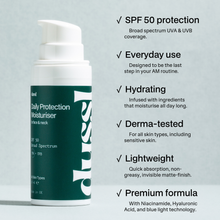 Load image into Gallery viewer, dussl Daily Protection Moisturiser SPF50 50ml