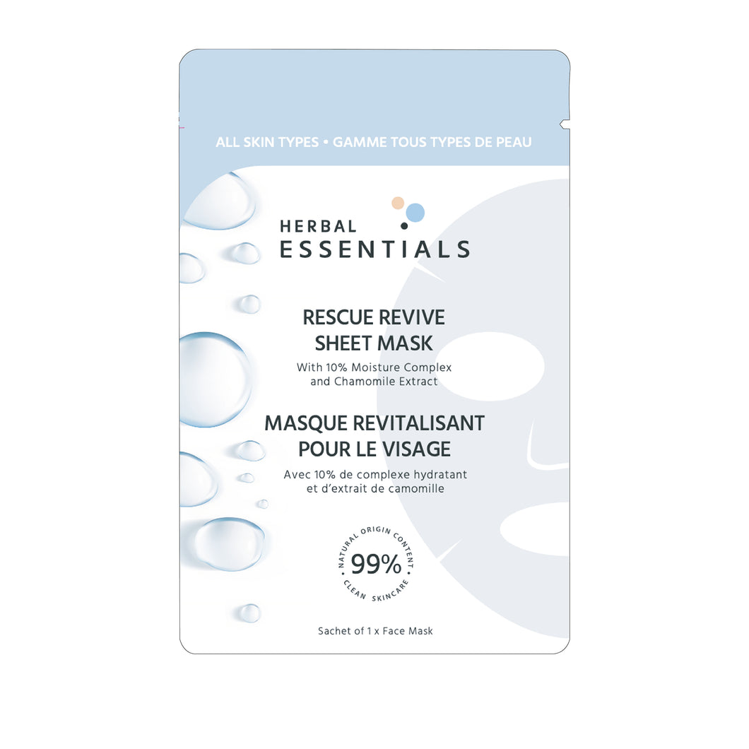 HERBAL ESSENTIALS Rescue Revive Sheet Mask with 10% moisture complex & chamomile extract